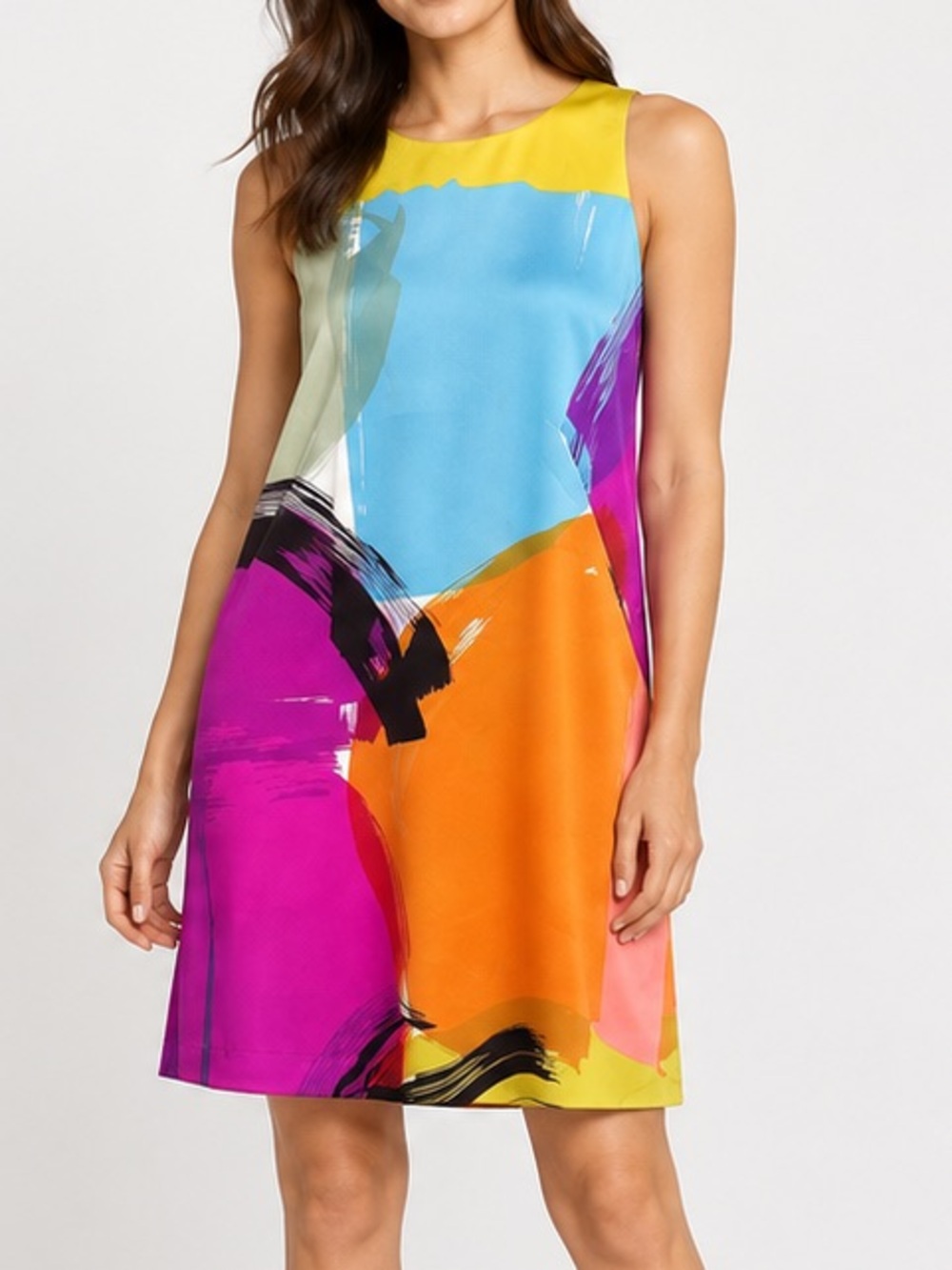 Ann Taylor Abstract Colorblock Sleeveless Shift Dress Size 2 Artsy Modern